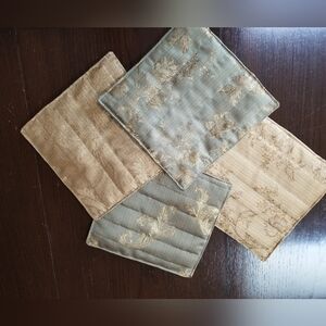 4 Plate & Pot Holders, Handmade, Gold Green NWT